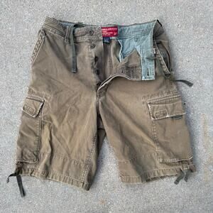 VTG Y2K Abercrombie and Fitch Paratrooper Cargo Canvas Shorts Drawcord Size 31